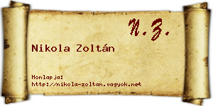 Nikola Zoltán névjegykártya